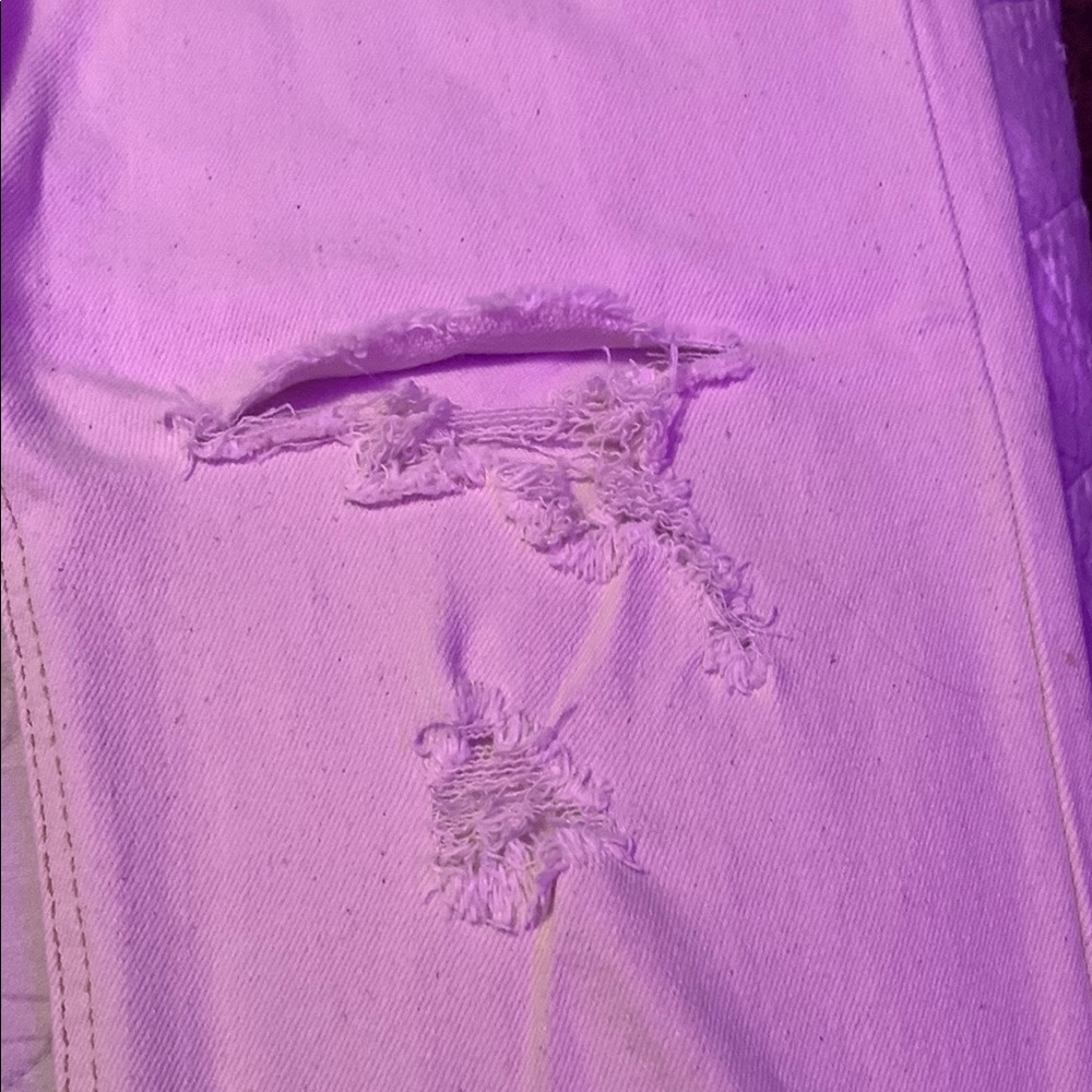 High Rise Pink Distressed Jeans - Picture 3 of 5
